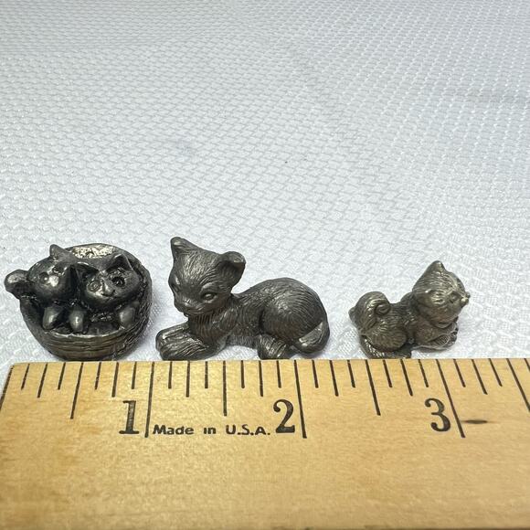 4 Cat Figurines Collectible Pewter Metalware - Picture 14 of 14